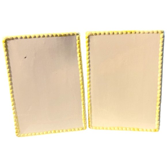 PV PEASANT VILLAGE Pair of Vases Majolica Pottery Rectangular Raised Flowers VTG - Picture 7 of 9